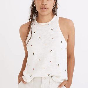 Madewell Fresca Fruit Embroidered Sweater Tank / X-SMALL / BRIGHT IVORY / NWOT